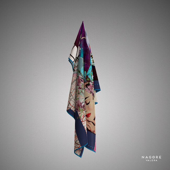 33x33scarf panuelo seda twill silk madeinspain suenos cosmicos