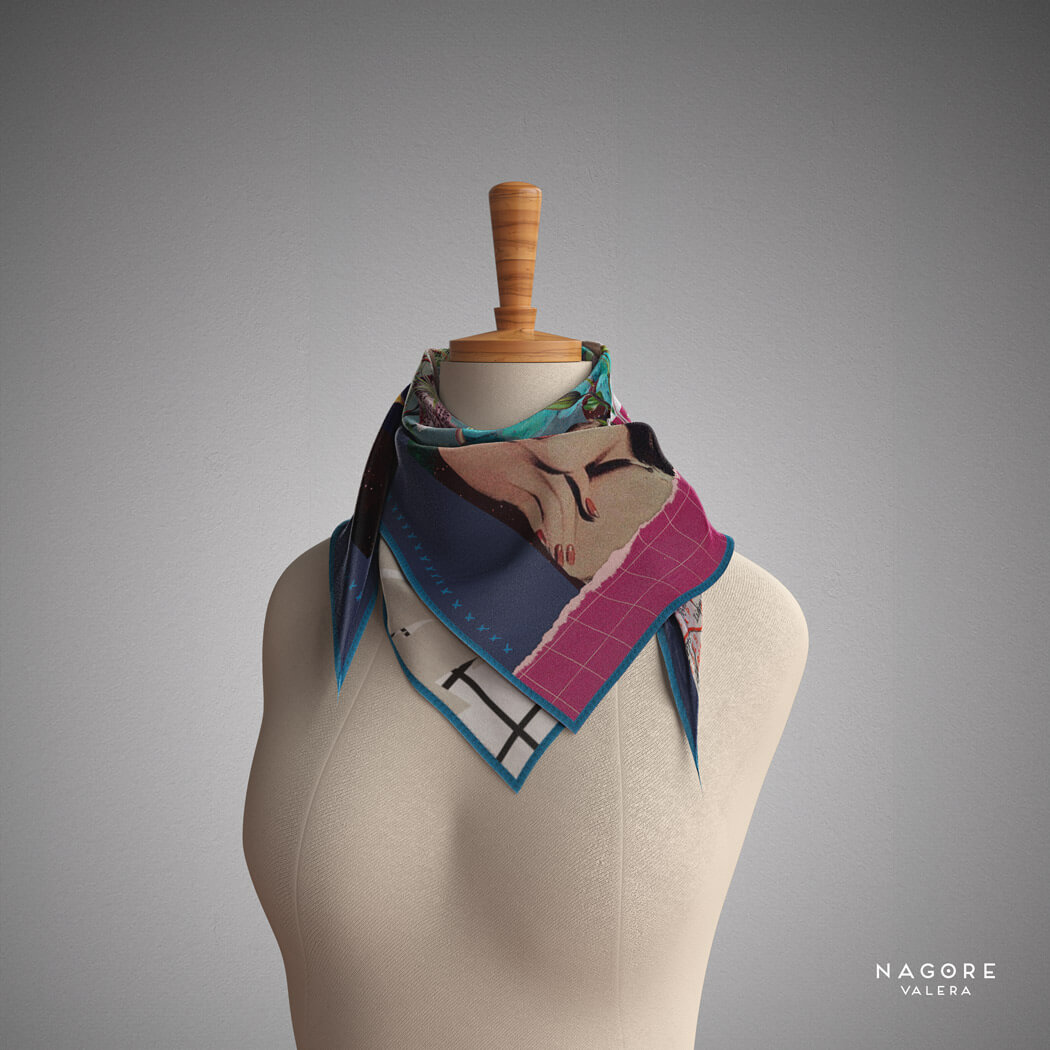 70x70scarf panuelo seda twill silk madeinspain suenos cosmicos